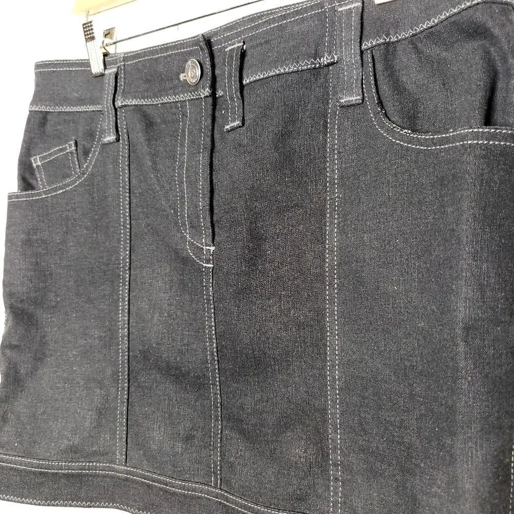 Vintage Christian Dior Y2K Grunge Goth Denim & Lambskin Mini Skirt Size 10